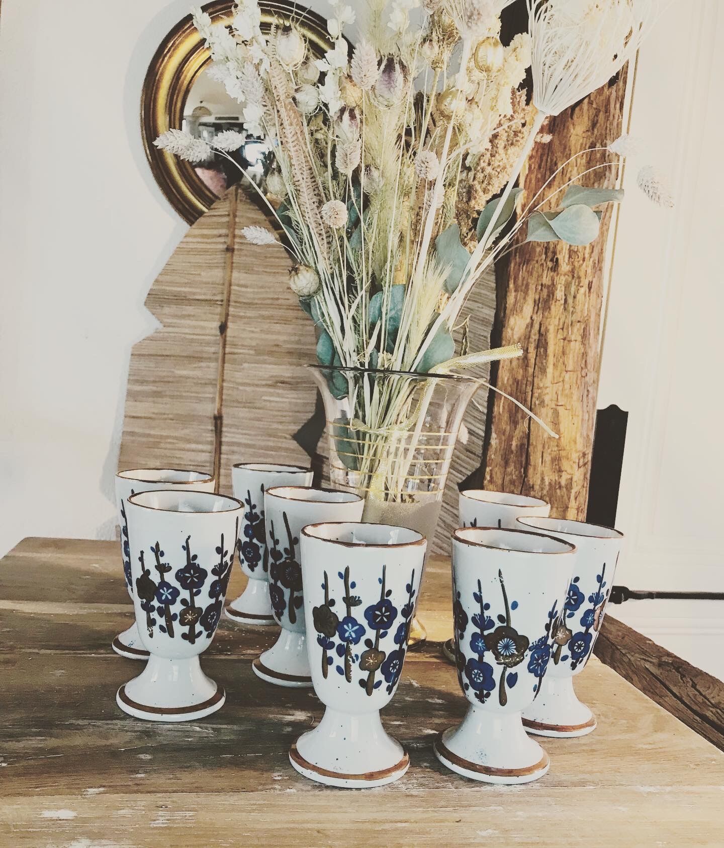 8 mazagrans in glazed stoneware 70s