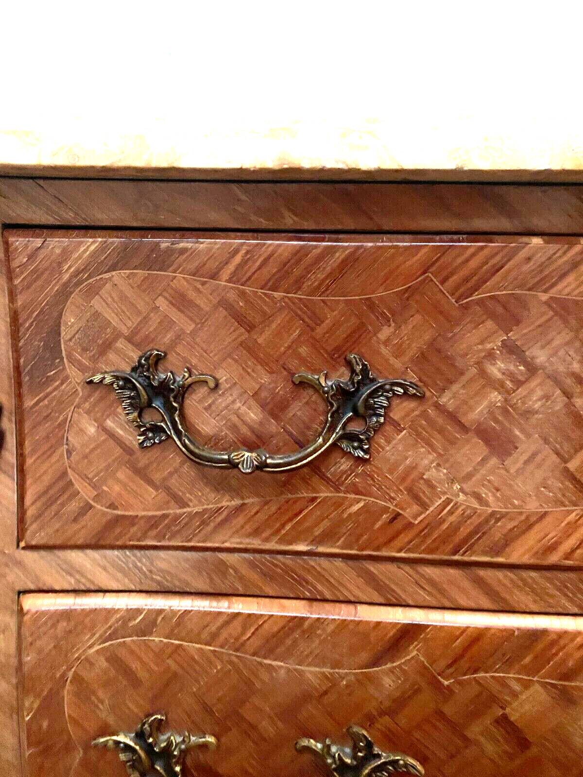 Curved Louis XV style chest of drawers 20th century marble top