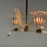 Venetian chandelier in clear Murano glass and brass circa 1950