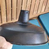 Pair of suspensions industrial lamp workshop lampshade in black enamelled metal
