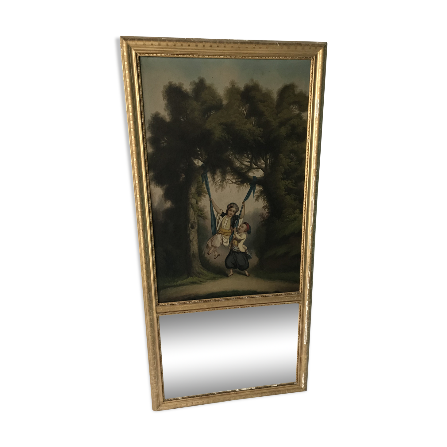 Miroir trumeau 19ème siècle jeu d'enfants  144 x 70 cm