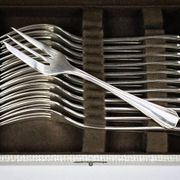12 dessert forks Christofle Boréal by Luc Lanel, silver-plated metal