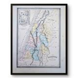 Palestine, old map, printed in 1852.