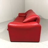 Vico Magistretti red leather Maralunga sofa Cassina