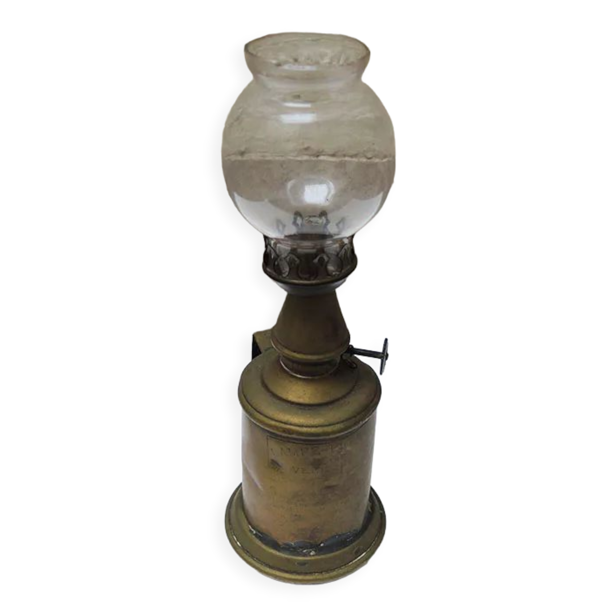 ANCIENNE LAMPE A Petrole , Verre Cranberry 'Simul Phare' , Antique Oil
