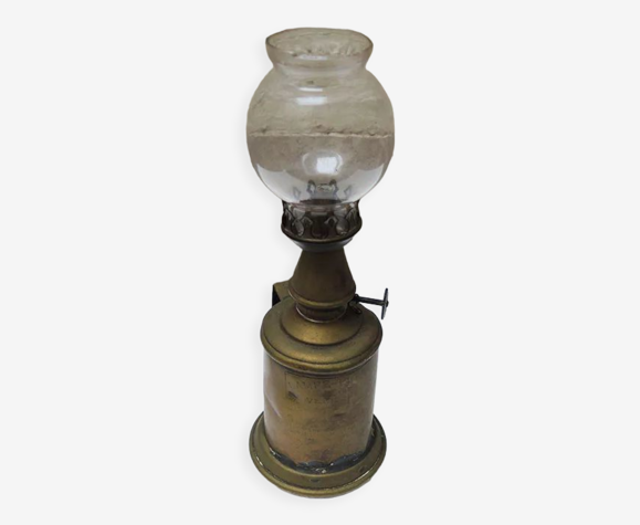 Ancienne lampe pigeon véritable en laiton & verre