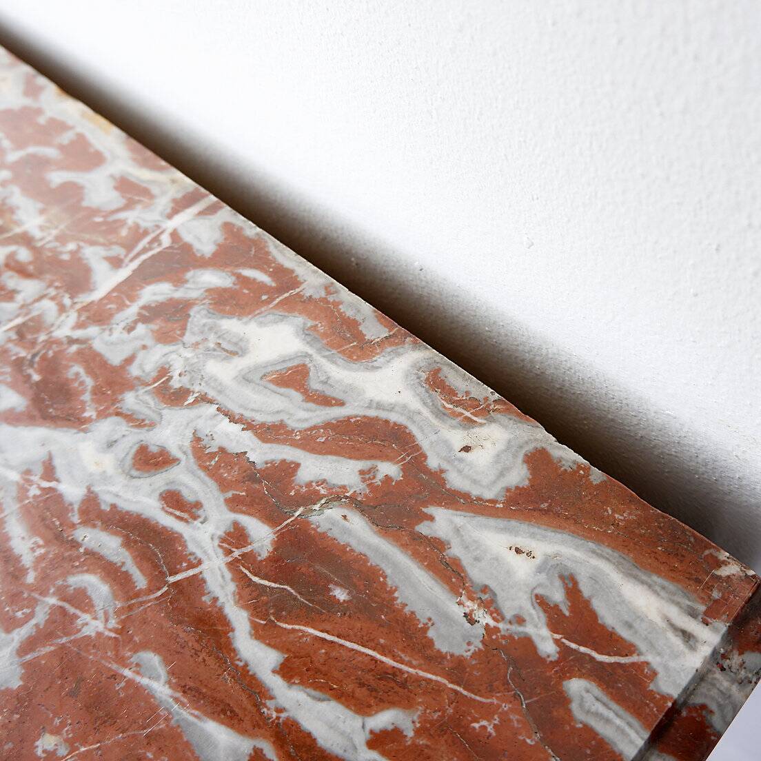 18th century walnut chest of drawers with red marble top