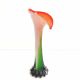 Vase soliflore en verre soufflé forme fleur vert et rouge