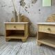 Pair of travertine bedside and rattan palm tree "vivai del sud"
