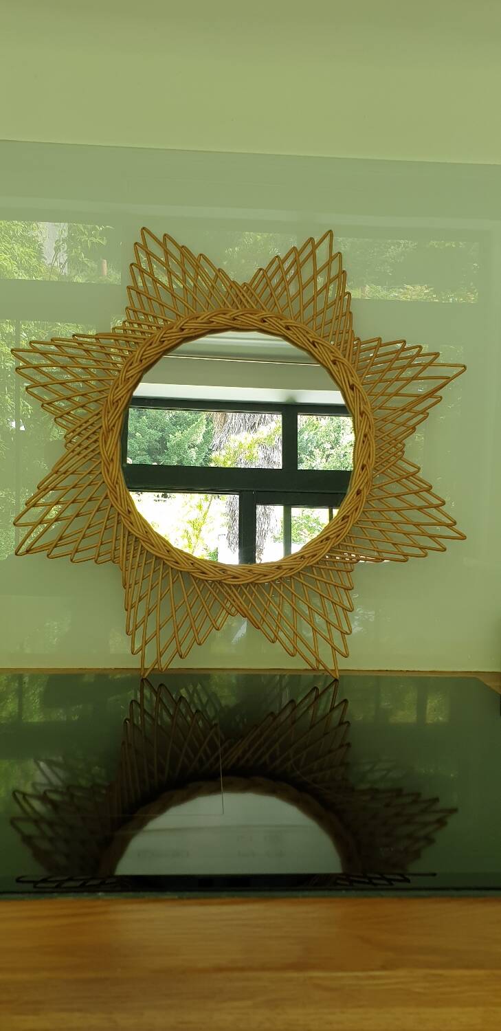 Rattan sun mirror 60 cm