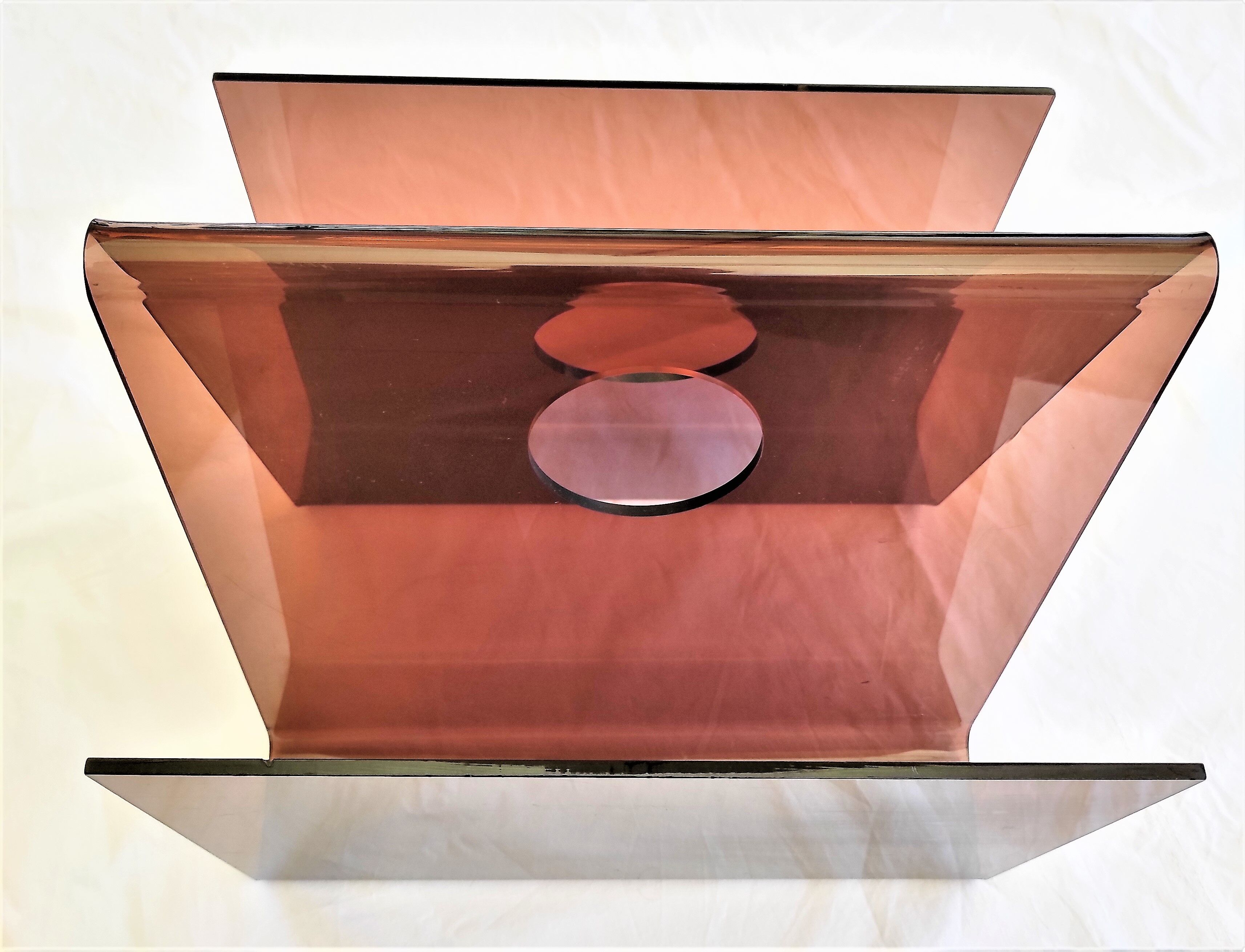 Plexiglass magazine door in brown smoke color from 1970