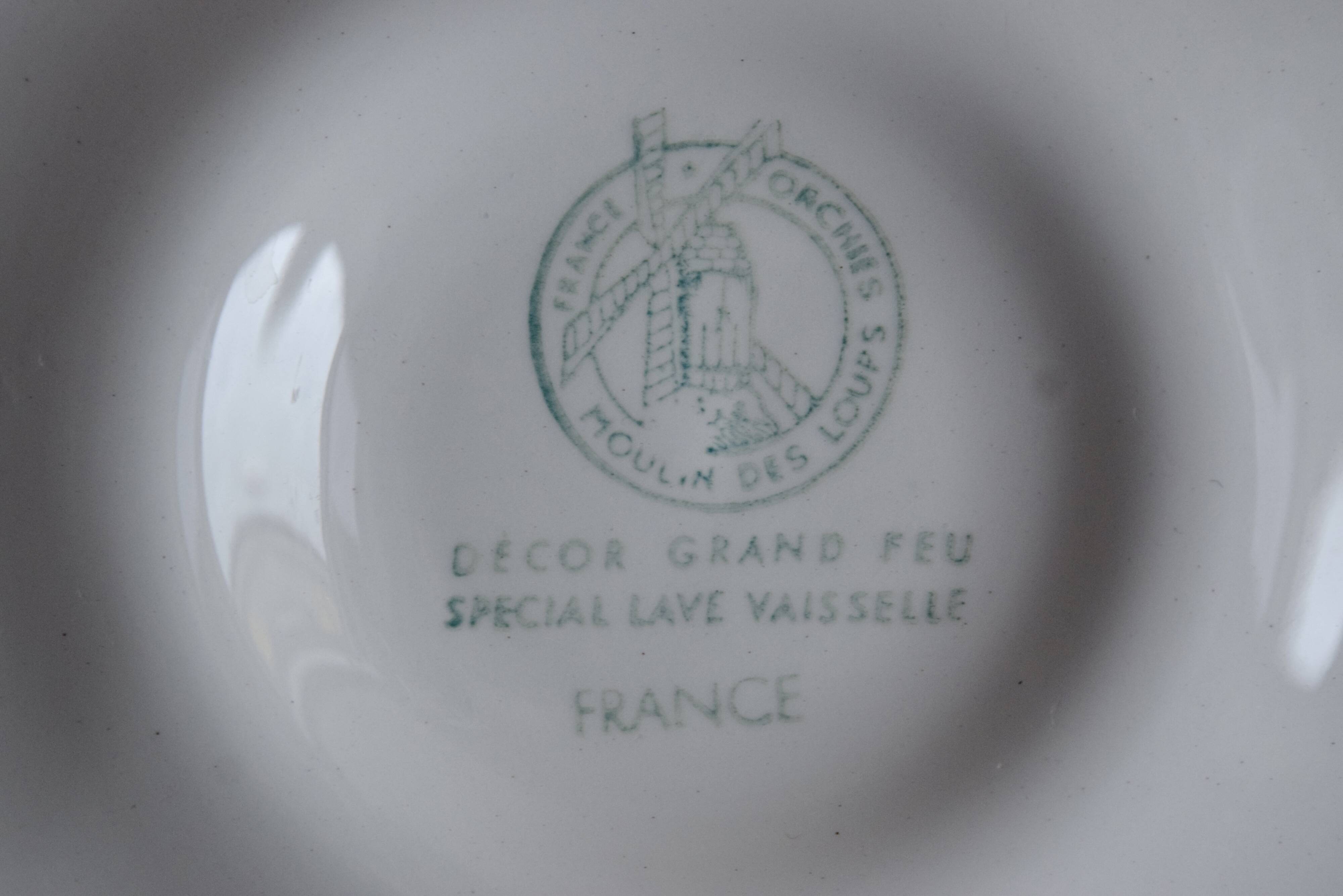 Set of 6 vintage oyster plates Moulin-des-Loups - Orchies - Grand Feu decor