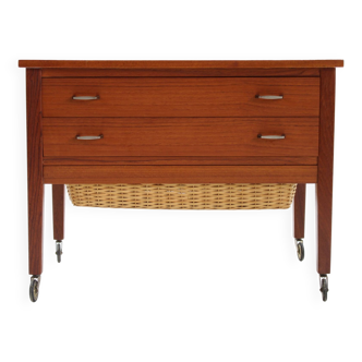 1960s Danish Teak Sewing Table with Drawers