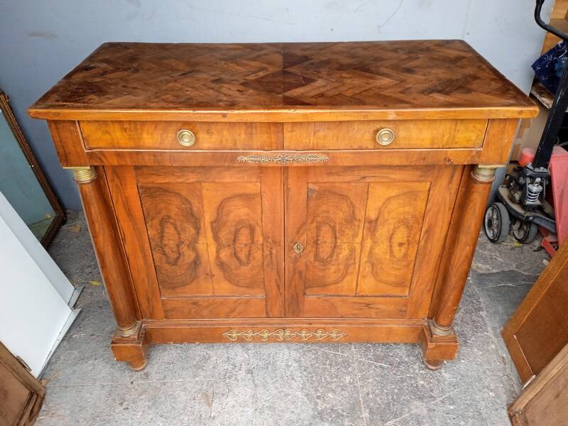 Buffet Empire period bronze marquetry walnut and fruit tree