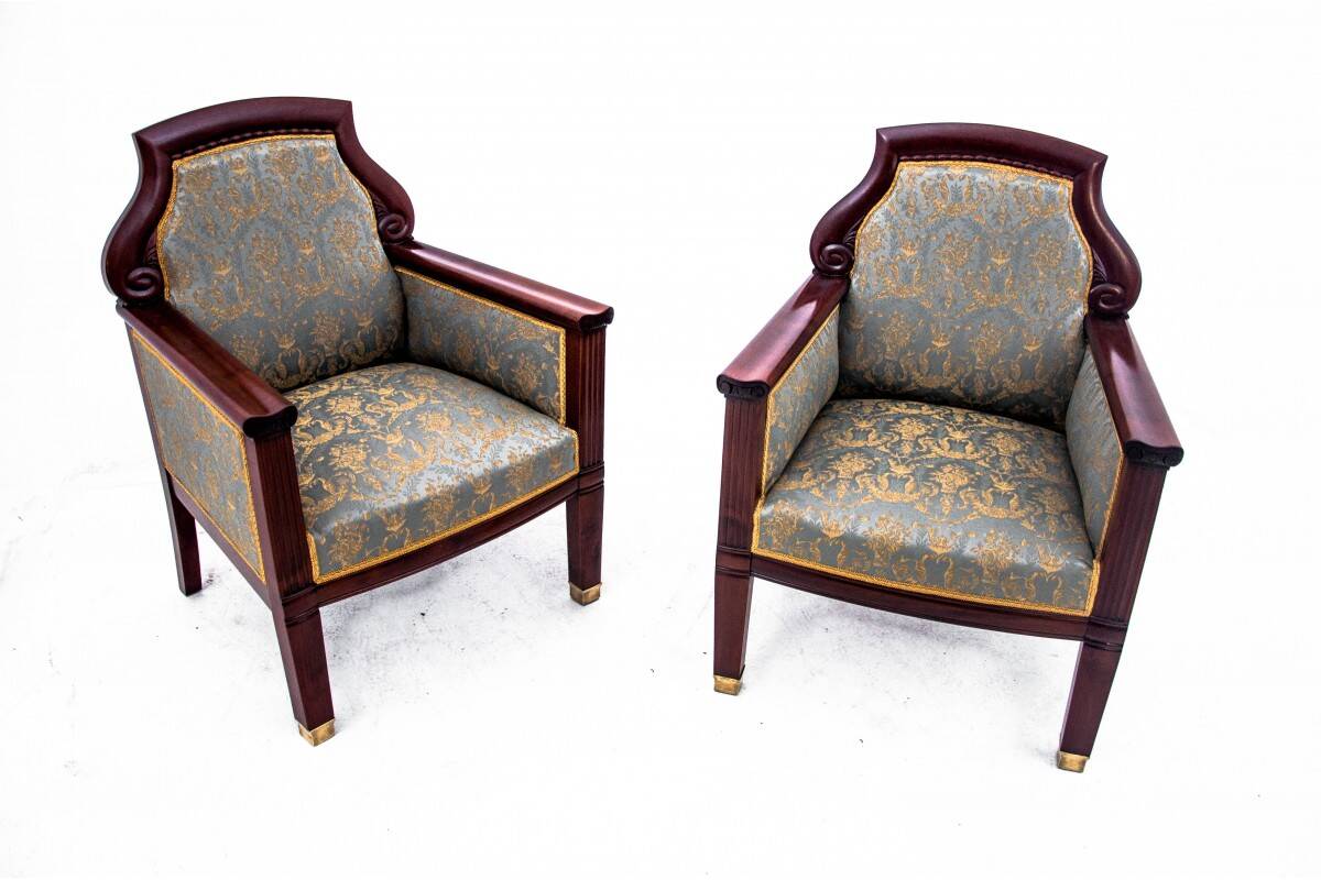 A pair of armchairs, Northern Europe, circa 1870.