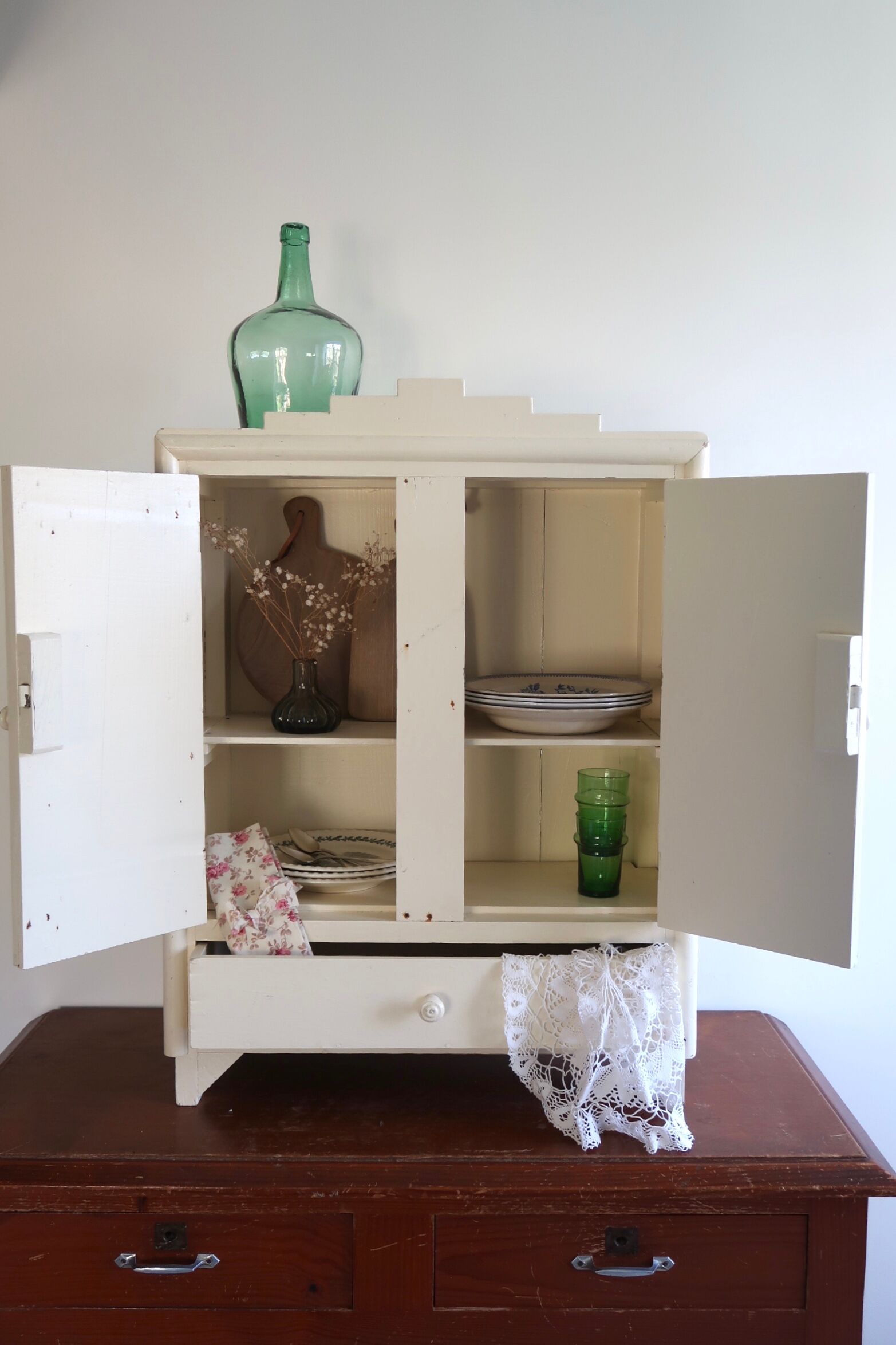 Kitchen cabinet or pharmacy in art deco wood