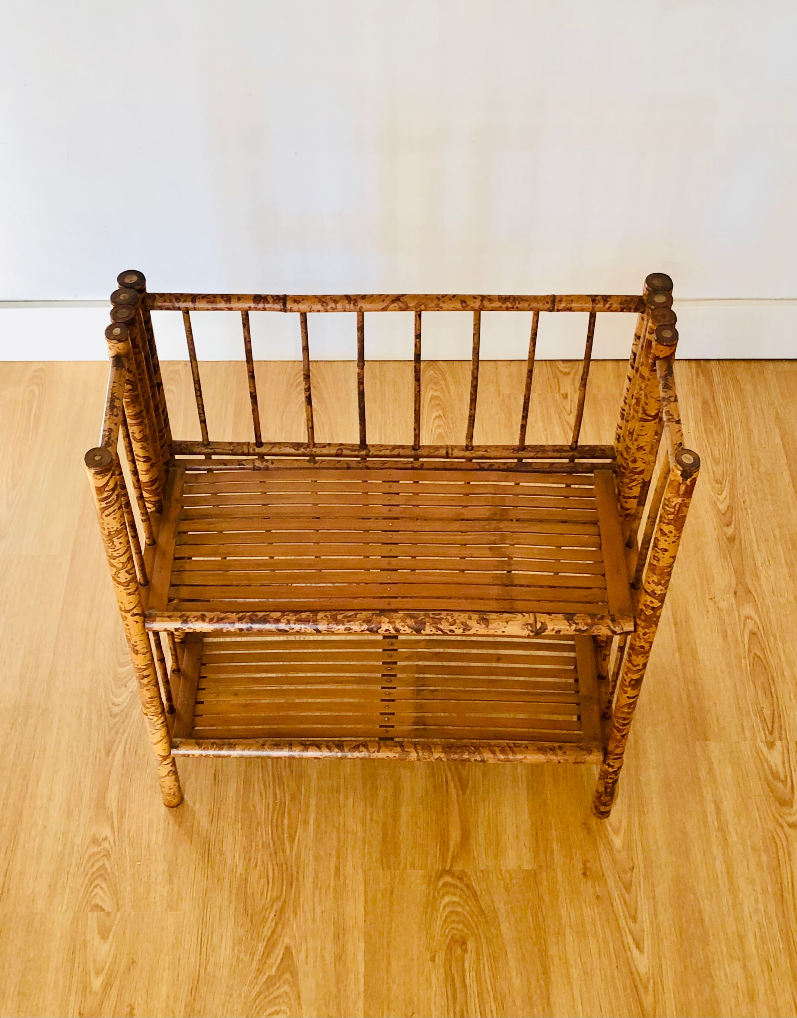 Folding speckled bamboo shelf