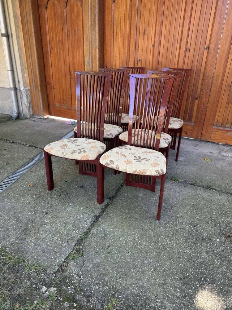 Lacquer and fabric dining chairs by Pietro Costantini, 1980, set of 6