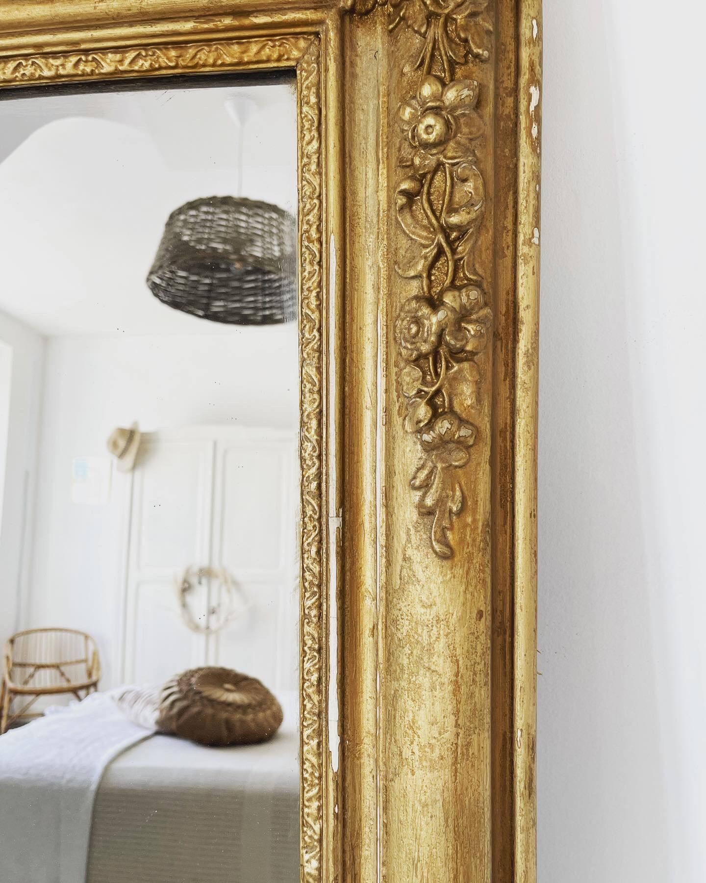 Antique gilded wooden mirror