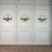 Venetian wall light in gilded Murano glass, circa 1940, set of five available.