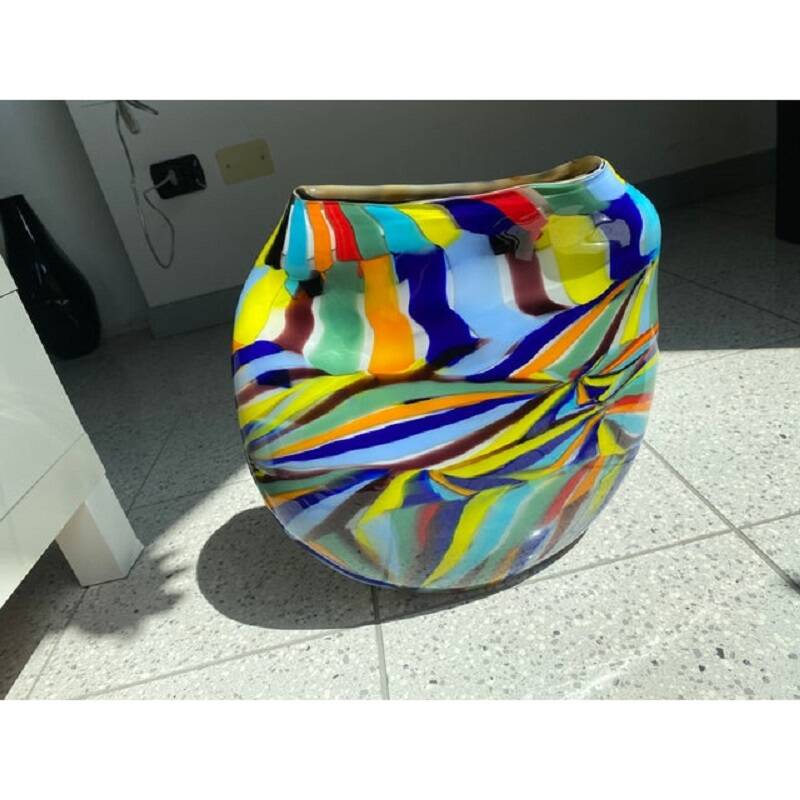 Modern multicolored vase in murano glass