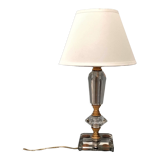 Crystal and golden brass table lamp ~ 1950s/1960s