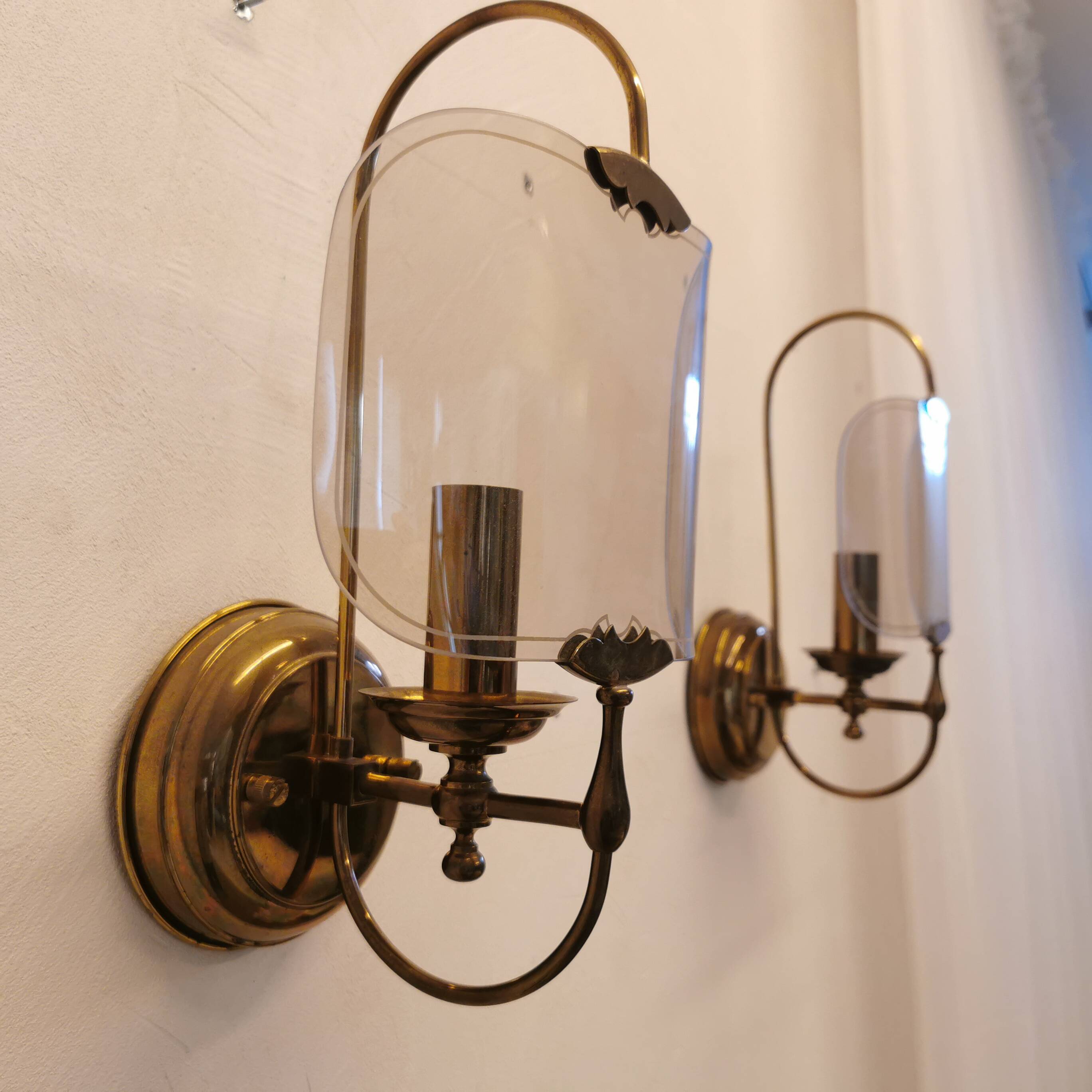 Pair of brass wall lights