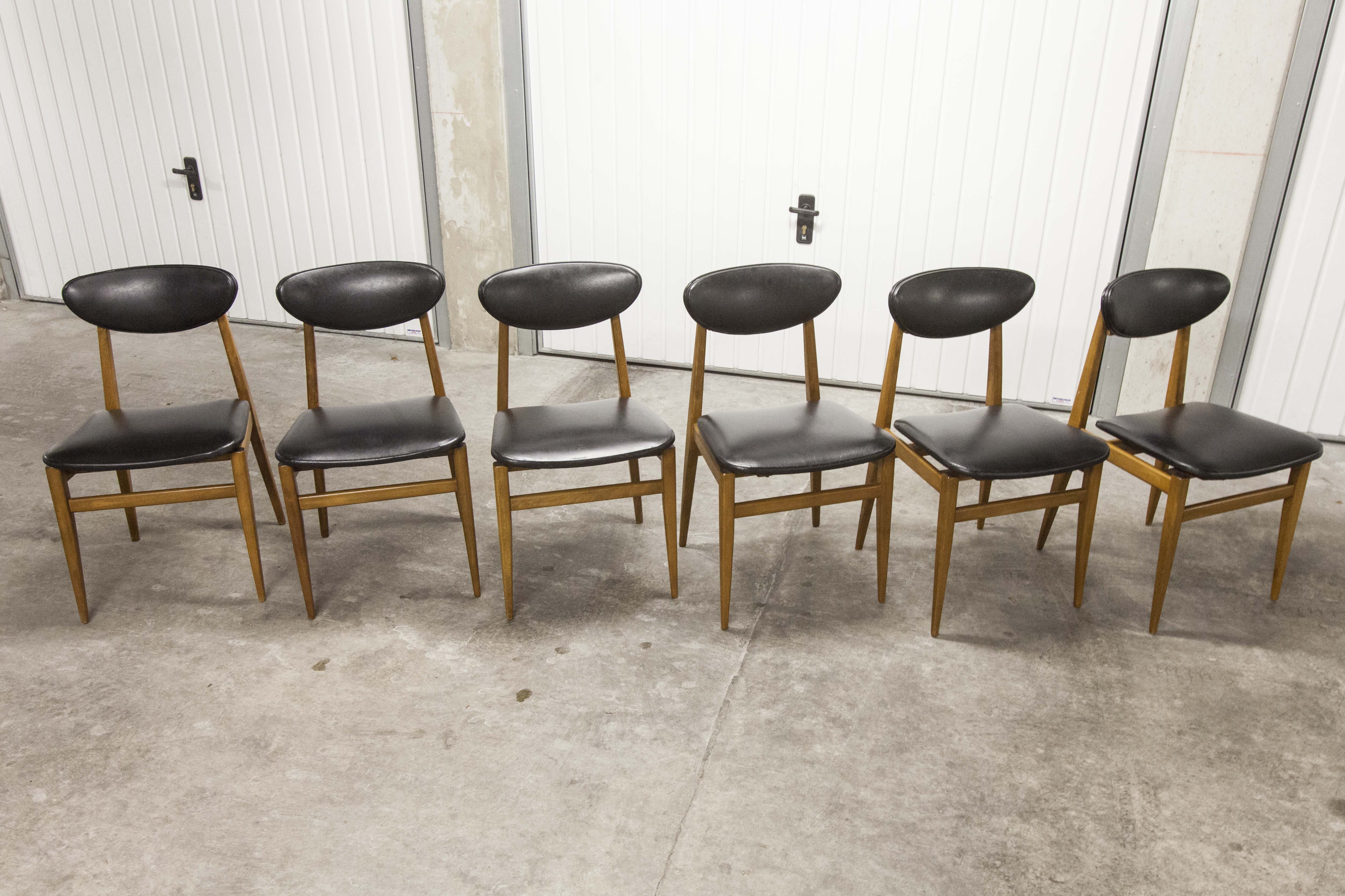 6 Teak chairs with oval back