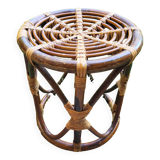 Curved bamboo and rattan stool, 1960