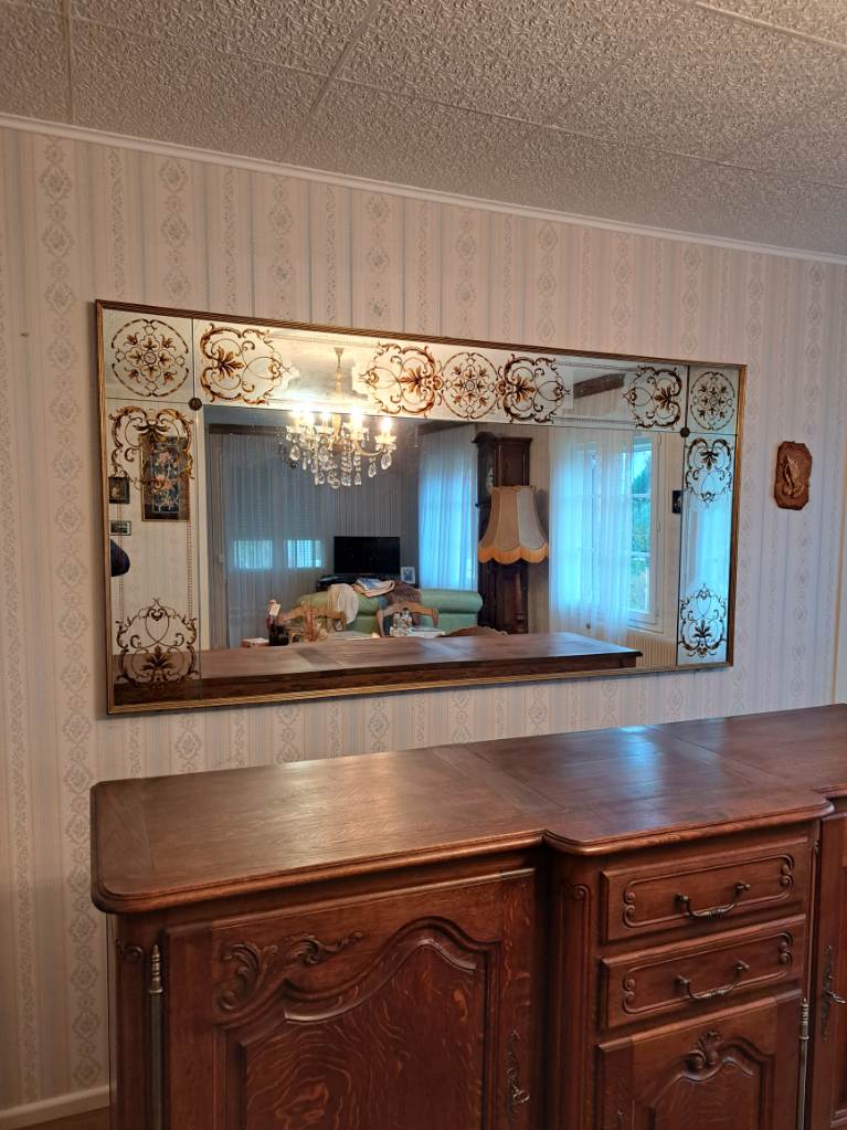 Bistro mirror - brasserie glass eglomisé, 202x102 cm