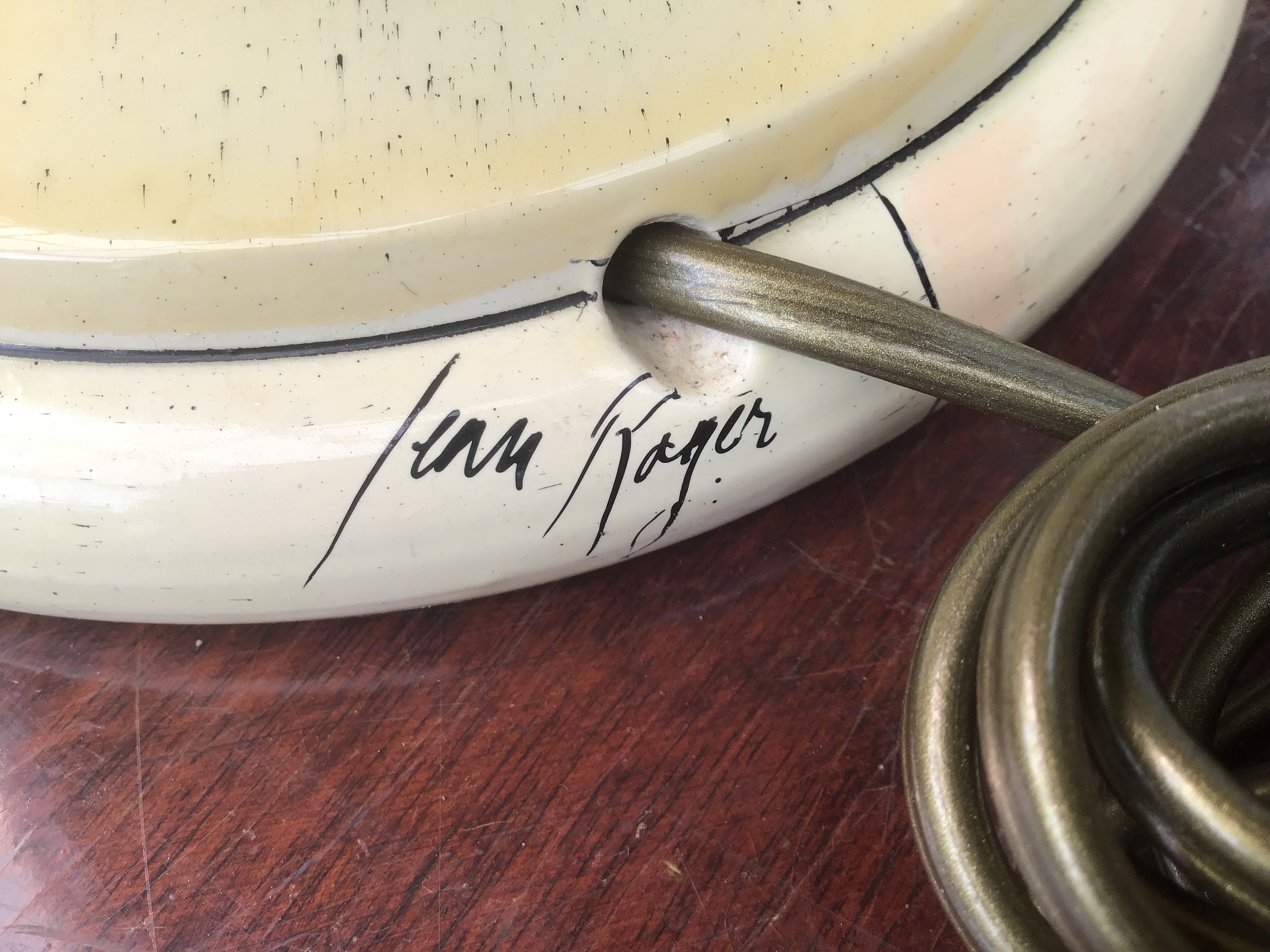 Jean Roger in Paris. Pair of ceramic baluster lamps decorated with arches and ivory imitation