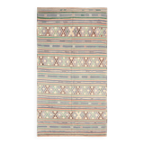 Kilim Vintage Anatolien, Rayures Tribales et Motifs Géométriques Pastel