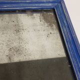 Miroir rectangulaire patine bleu et argent 28 X 46 cm