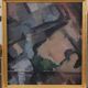 Original large mid-century Swedish oil on canvas – “Composition” by Sixten Lundbohm – vintage & framed – 77 × 70 cm (30.3" × 27.6")