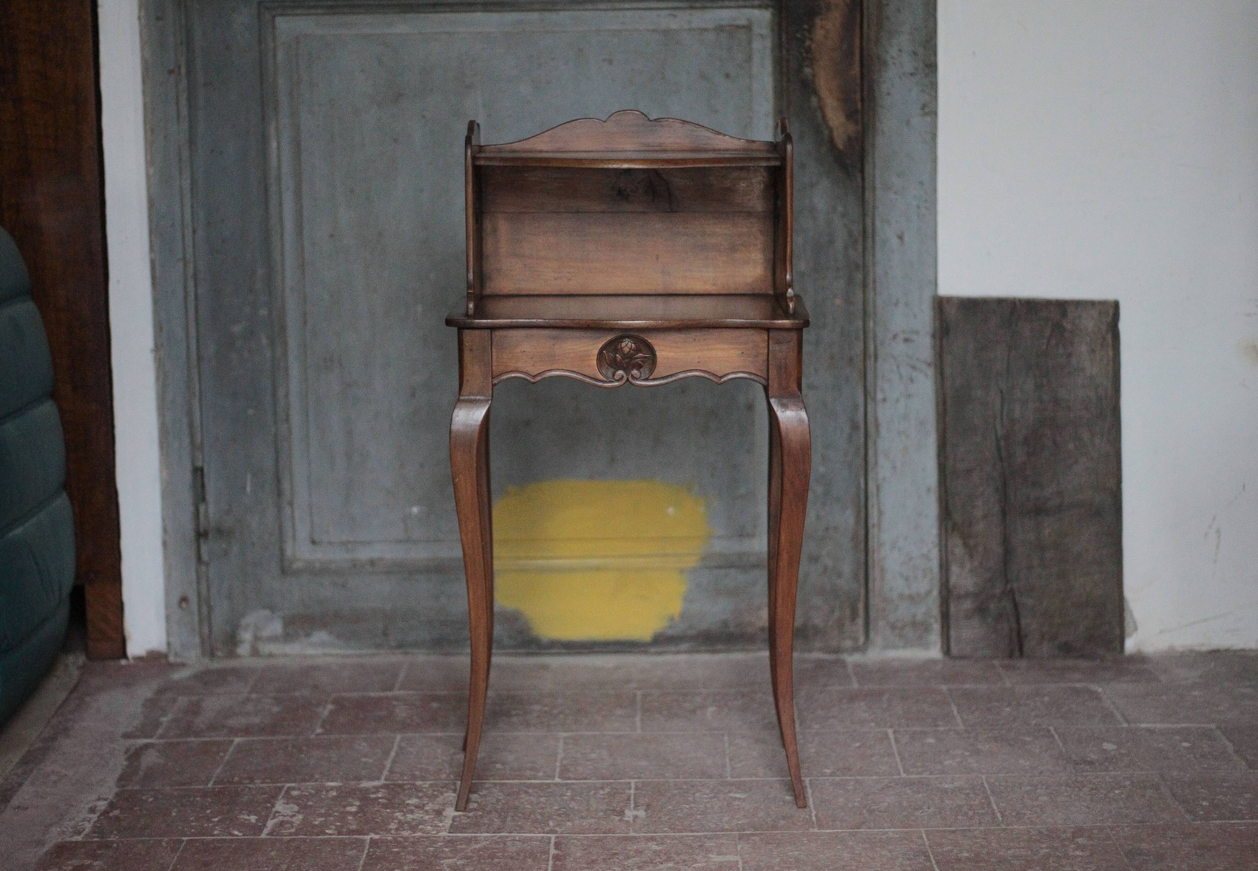 Bedside table, nightstand wood, accent furniture, antique furniture.