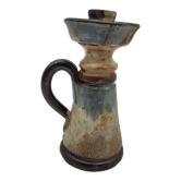 Blue stoneware candlestick