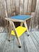 Yellow and blue serving trolley with compass base, 1950s