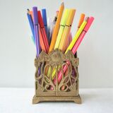 Brass art nouveau pencil holder