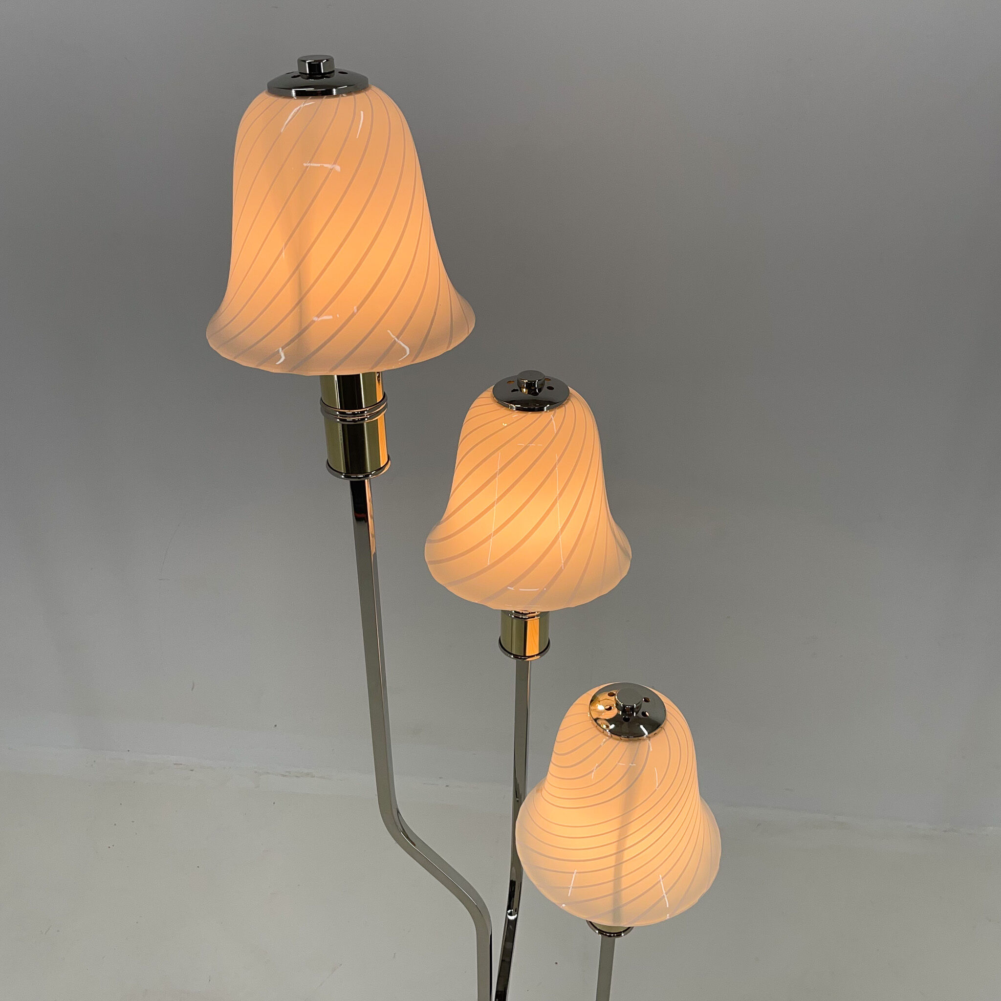 Italian Chrome & Murano Glass 'Magic Mushrooms' Floor Lamp, 1970's