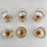 Set of six stemmed glasses stamped France size: height -14cm- diameter -7cm-