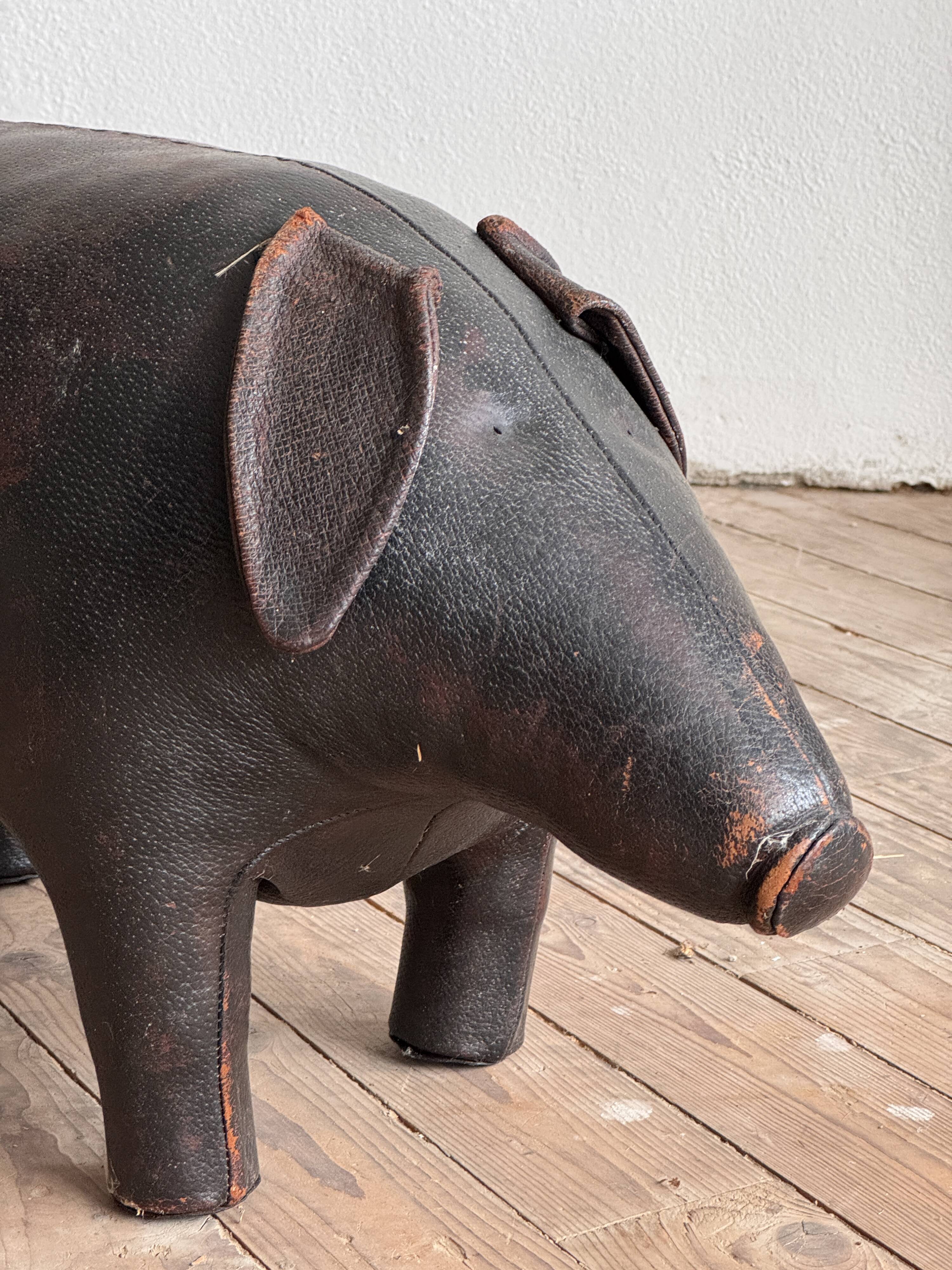 Leather Pig Footstool Ottoman by Dimitri Omersa, UK 1960s
