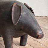 Leather Pig Footstool Ottoman by Dimitri Omersa, UK 1960s