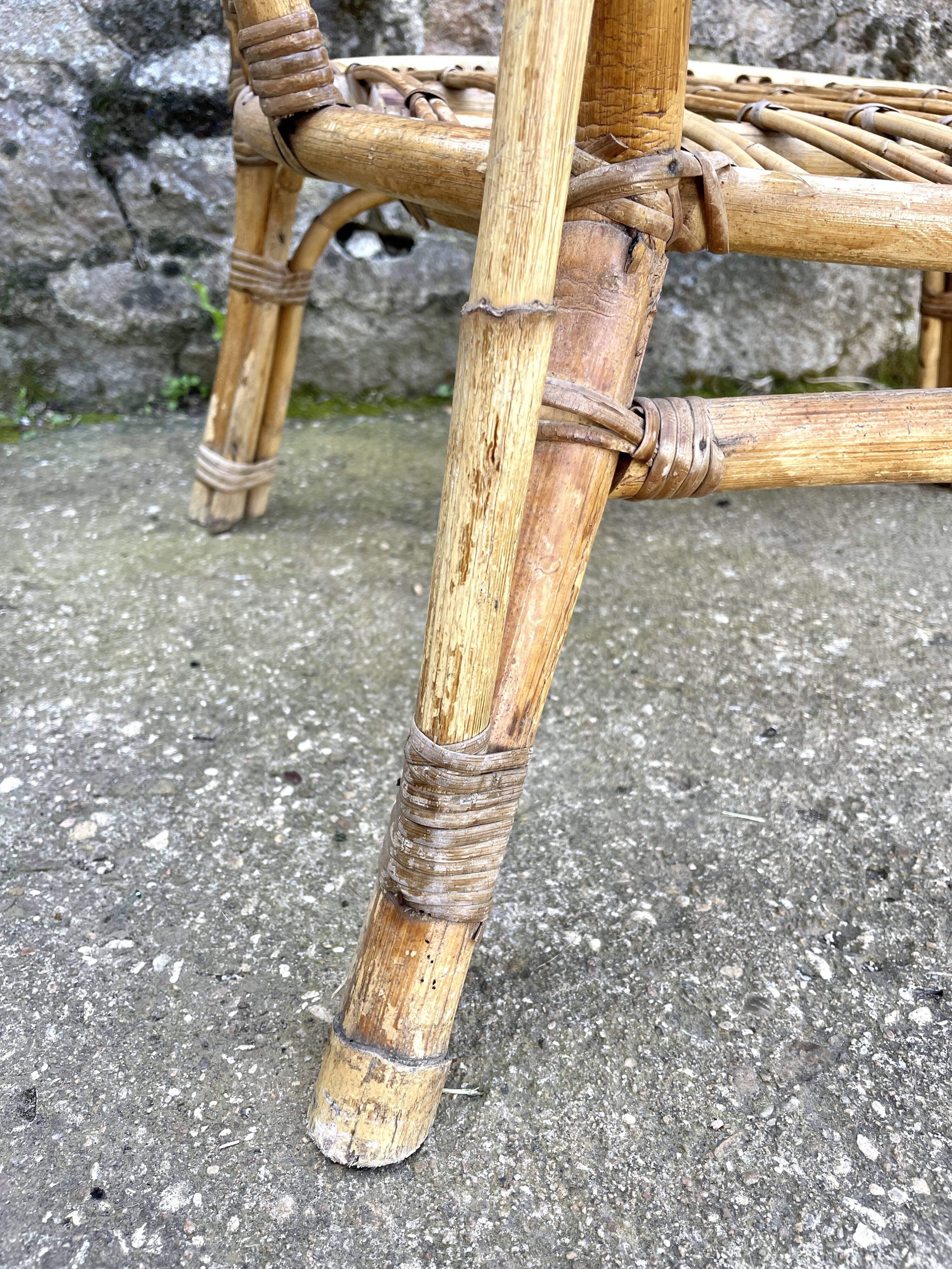 Woven rattan armchair, 1960