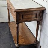 Oak bathroom cabinet with 1 drawer and marble top