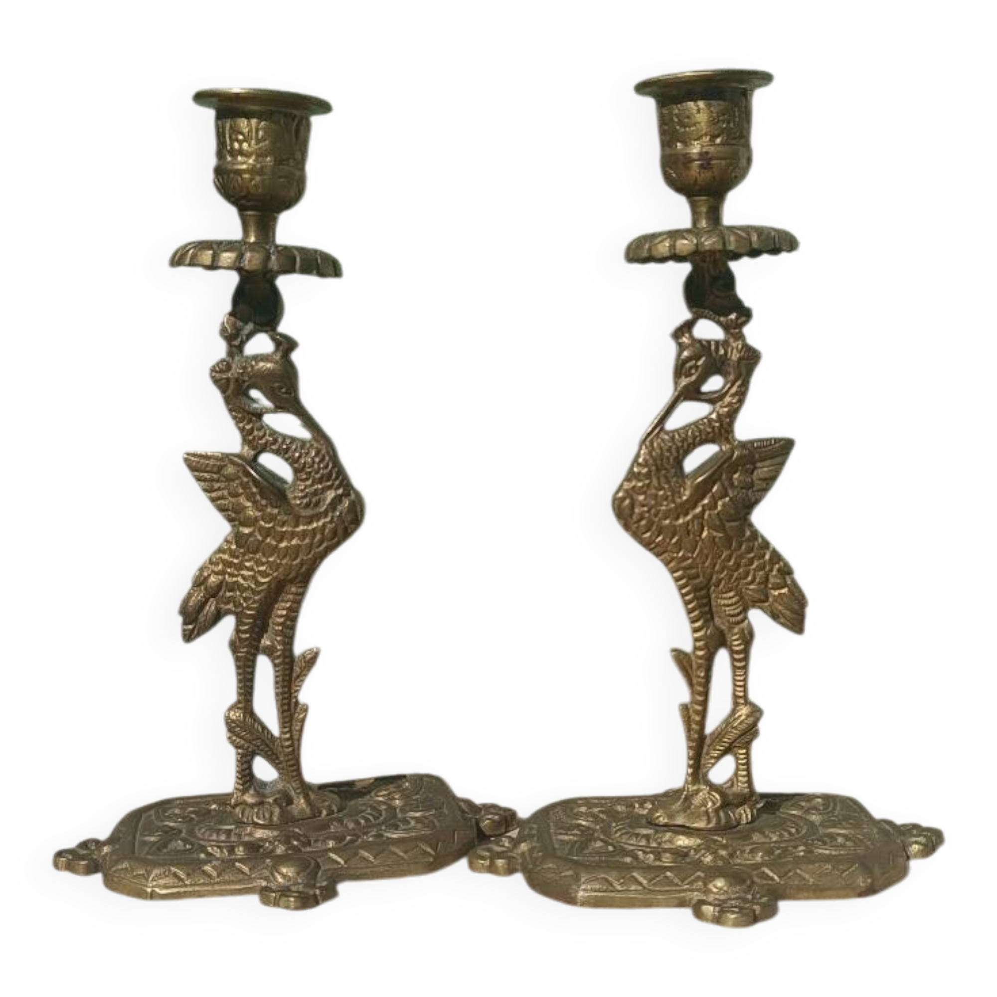 Antique bronze candlesticks