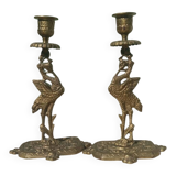 Antique bronze candlesticks