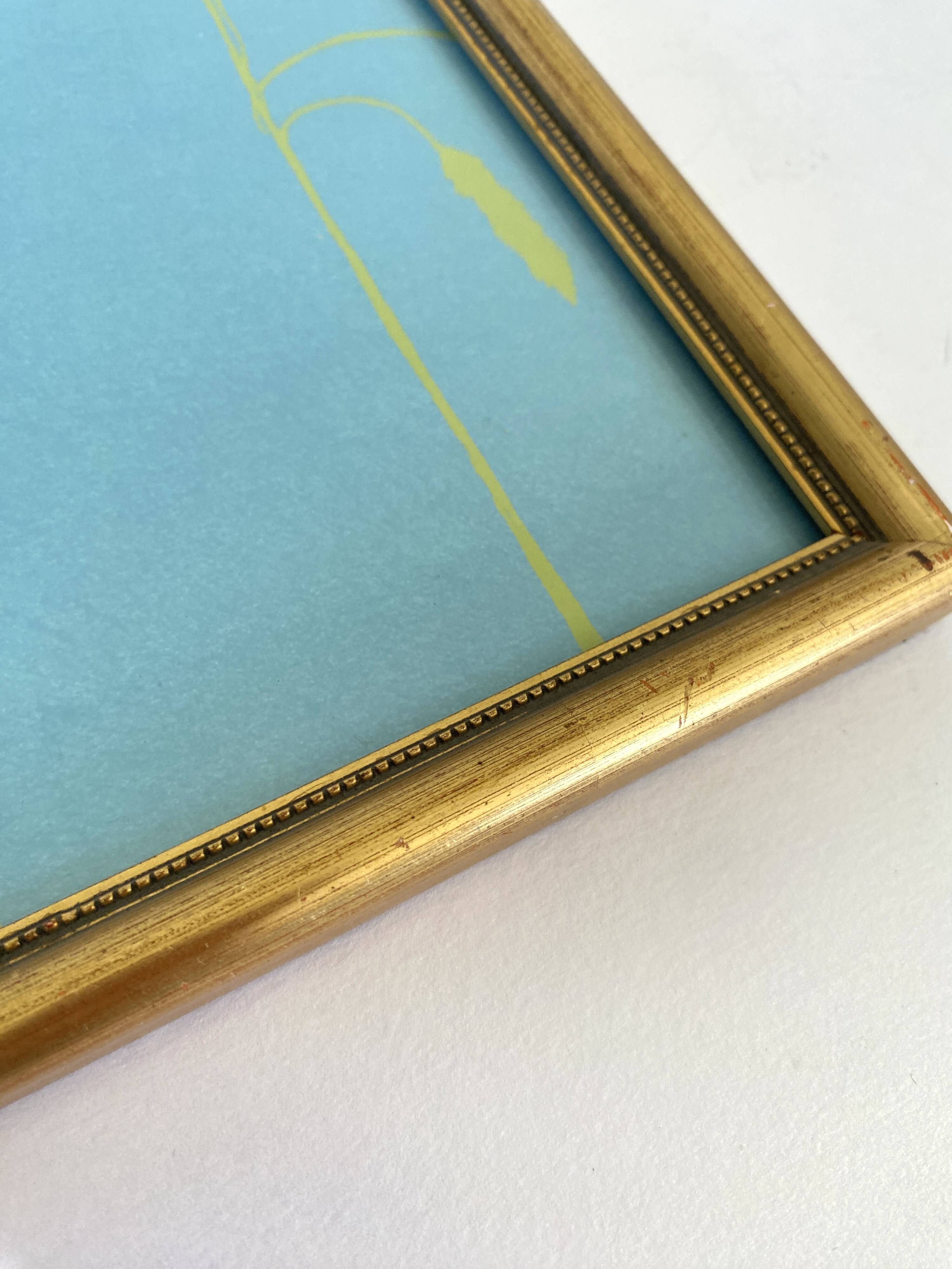80s screen printing, gilded wood glass frame