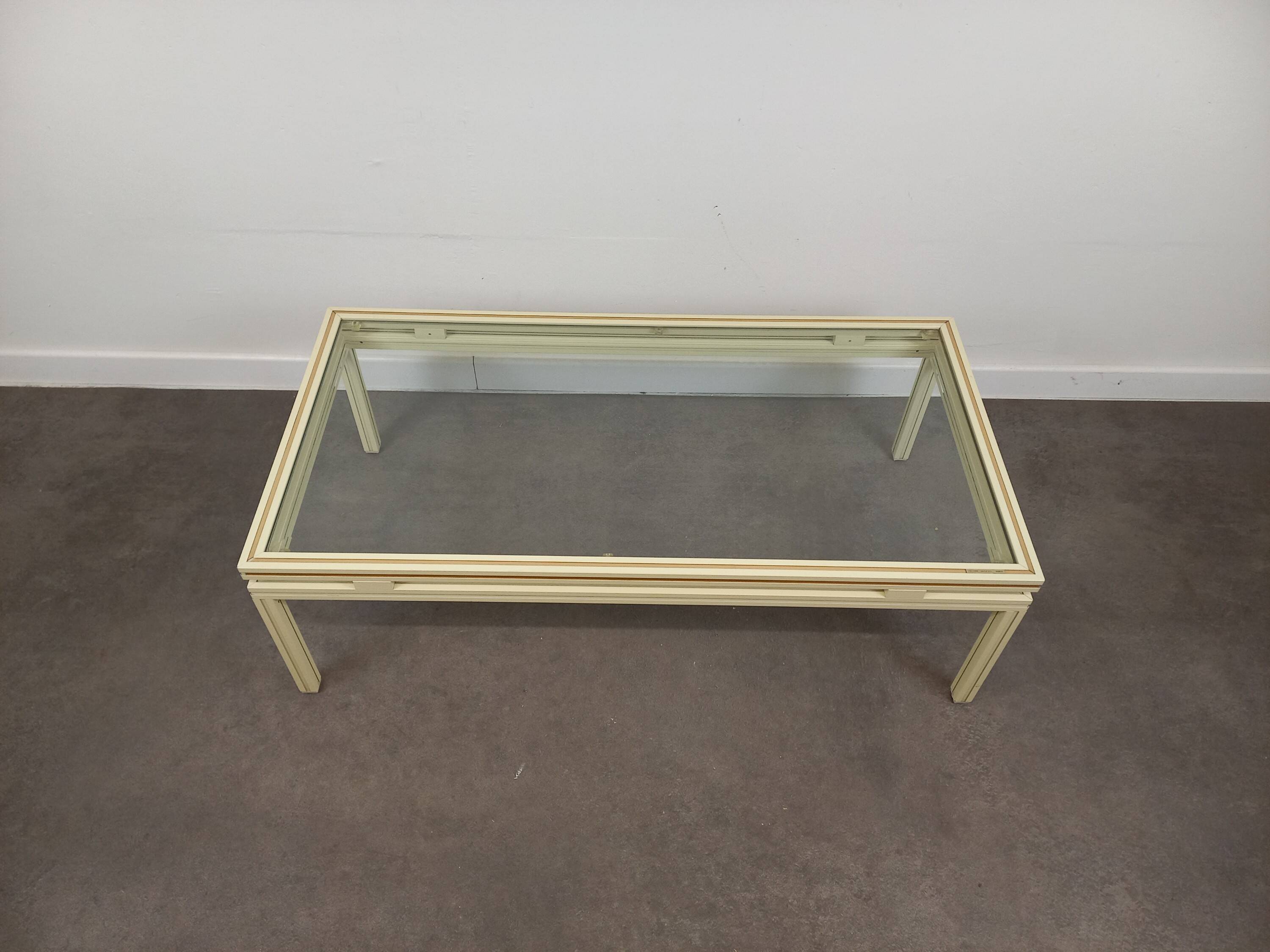 Glass and metal coffee table Pierre Vandel