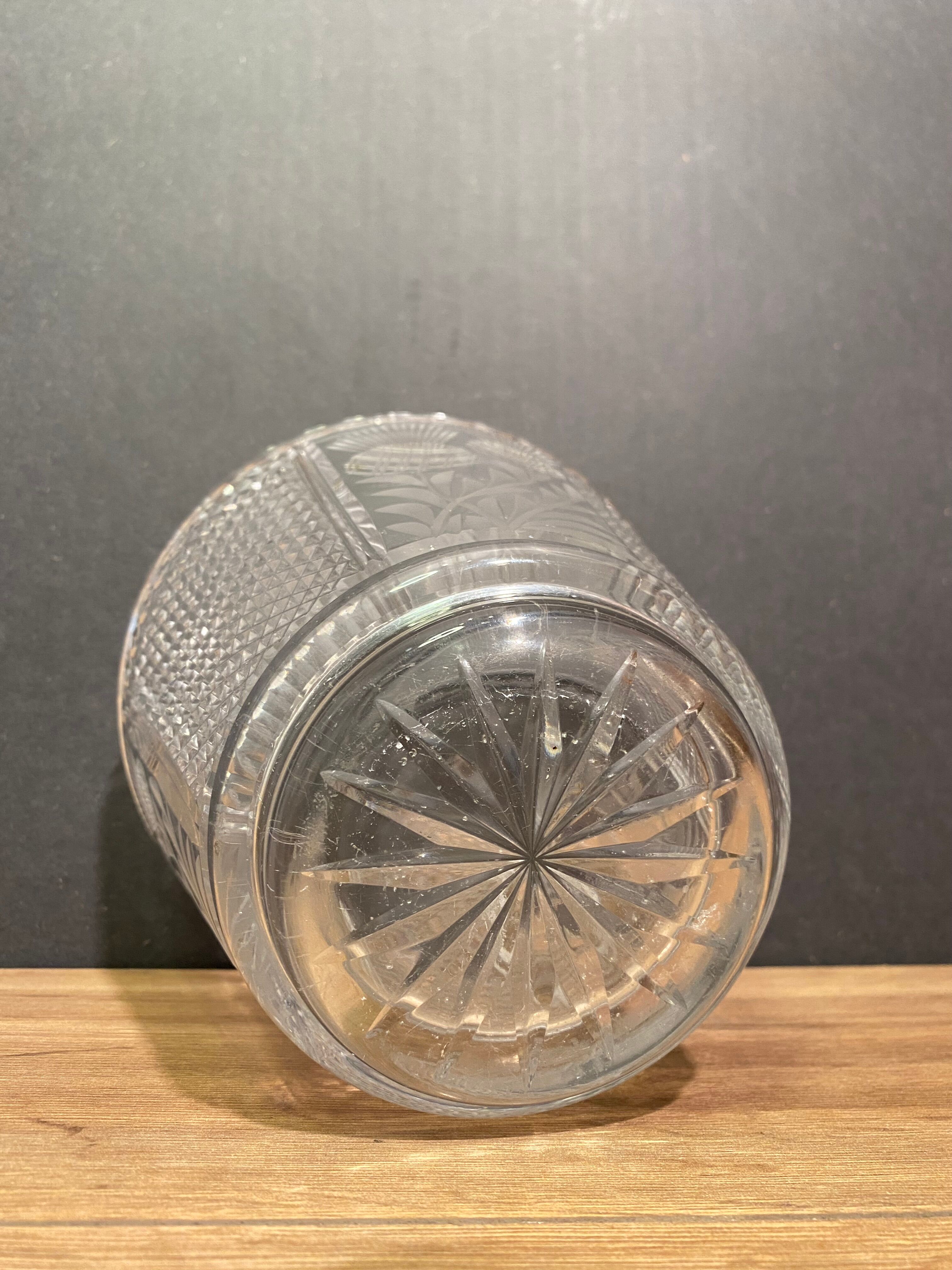 Crystal vase with diamond point decoration and thistles