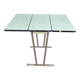 Folding and extending kitchen table in steel and aqua green wood